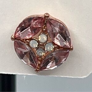 Pink Crystal Post Earrings Rose Gold